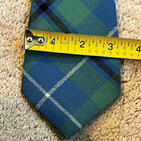 Ingles Buchan Tartan Plaid Wool Tie Made in Scotland Preppy Classic Blue Green - Picture 6 of 6